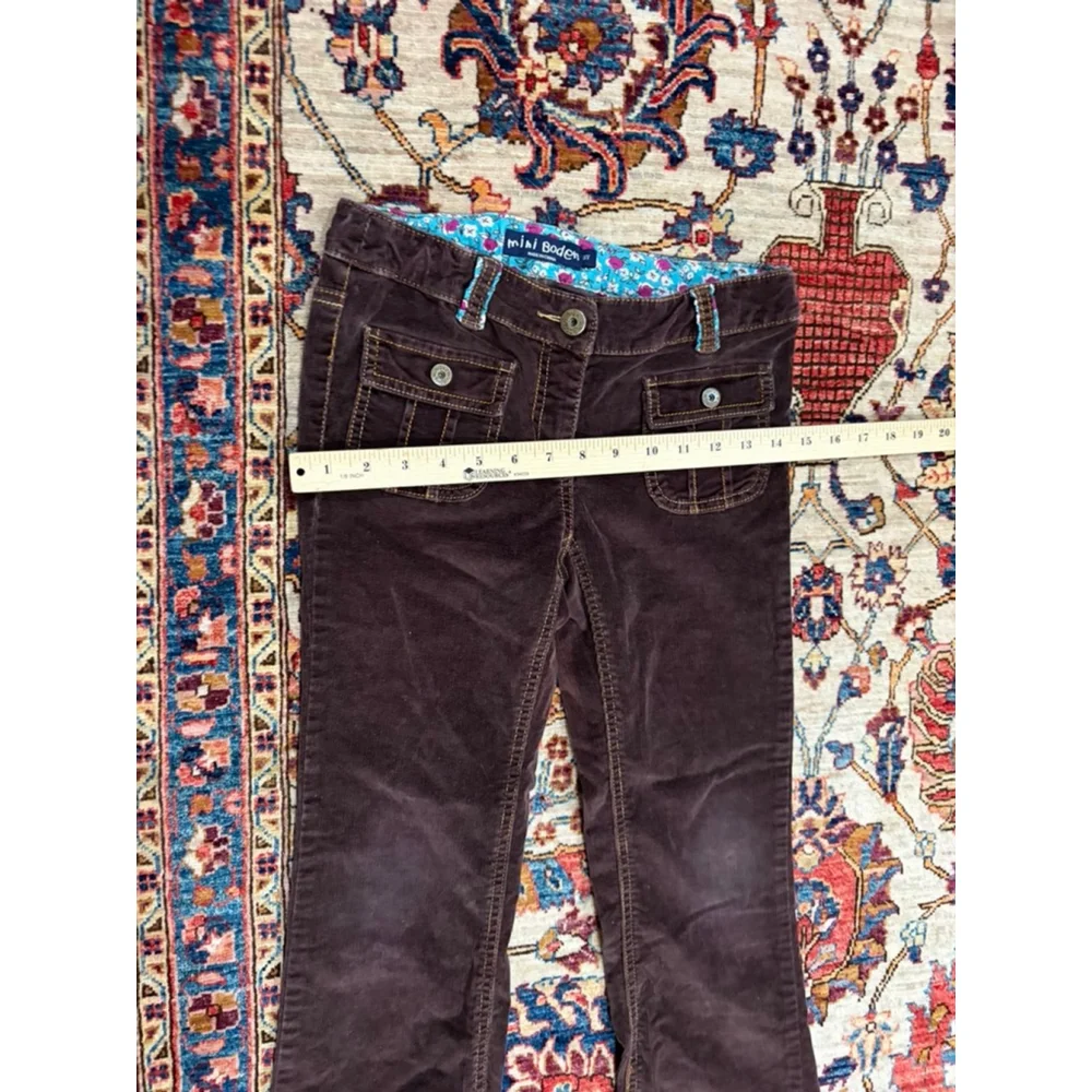 Mini Boden Brown Corduroy Pants Kids Size 11Y Straight Leg Floral Lined